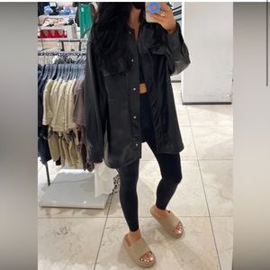 Zara black pleather shacket NWT size small